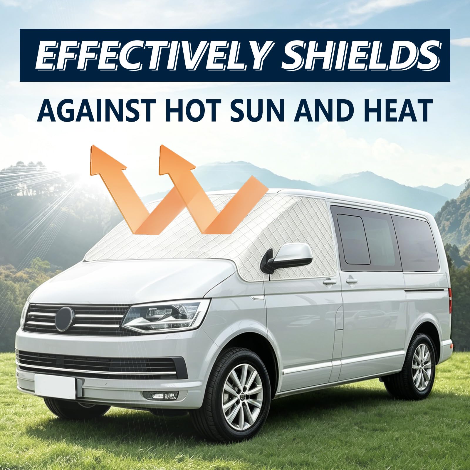 Sonnenschutz Auto Frontscheibe außen für VW T5, Windschutzscheibe Abdeckung Sommer, Sonnenblende Faltbar mit Aufbewahrungstasche