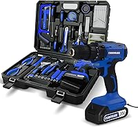Vista 1 de COMOWARE Juego de herramientas para el hogar con taladro inalámbrico de 20 V, kit de herramientas de mano de 120 piezas para hombres, juego