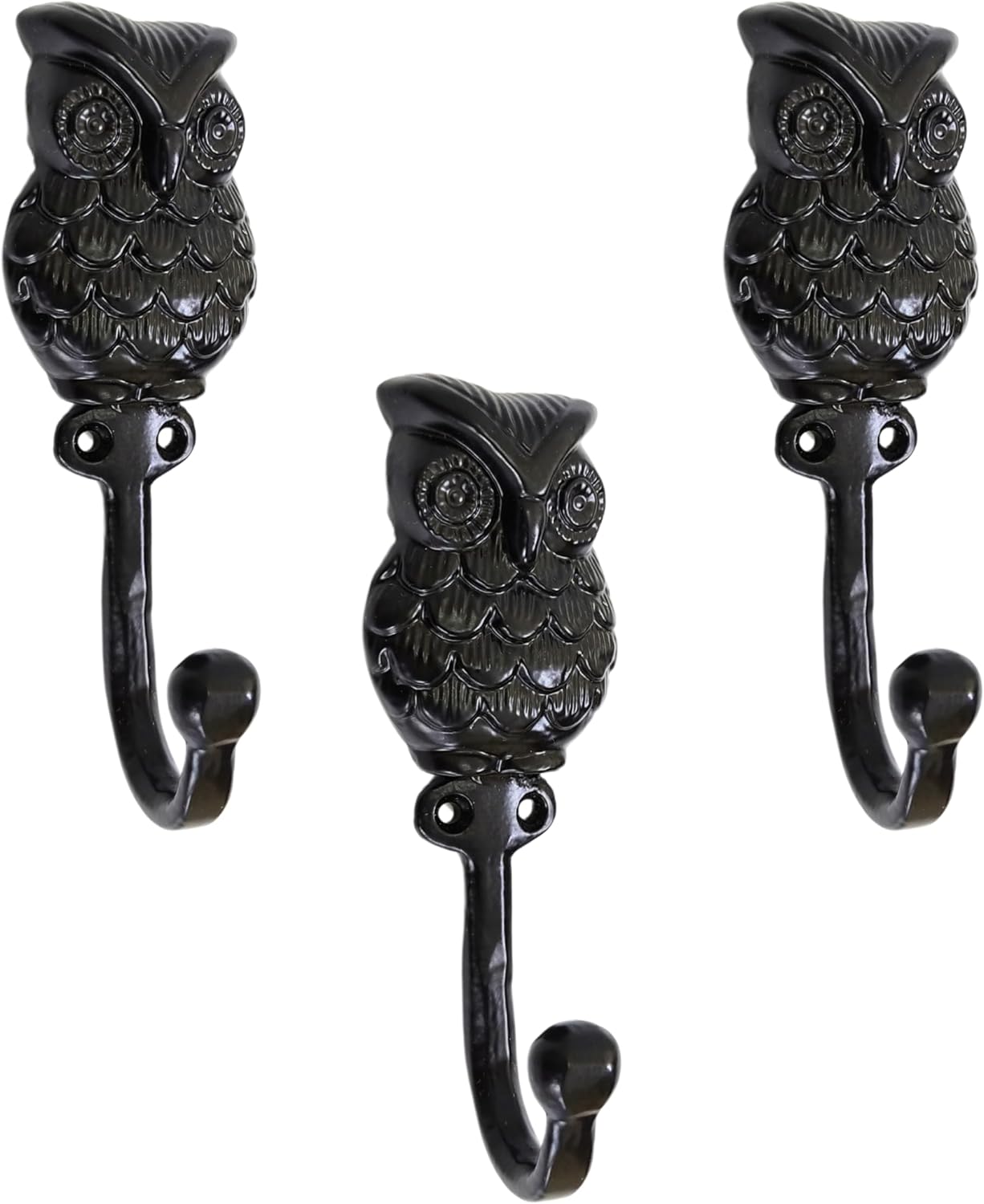 Set of 3 Cast Iron OWL Shape Coat Hooks Wall Art Decor-OWL Shape Hangers and Key Holder-Clothes Rack and Backpack Hanger-Coat Hooks Home Decor for Storage,Living Room (Gold)