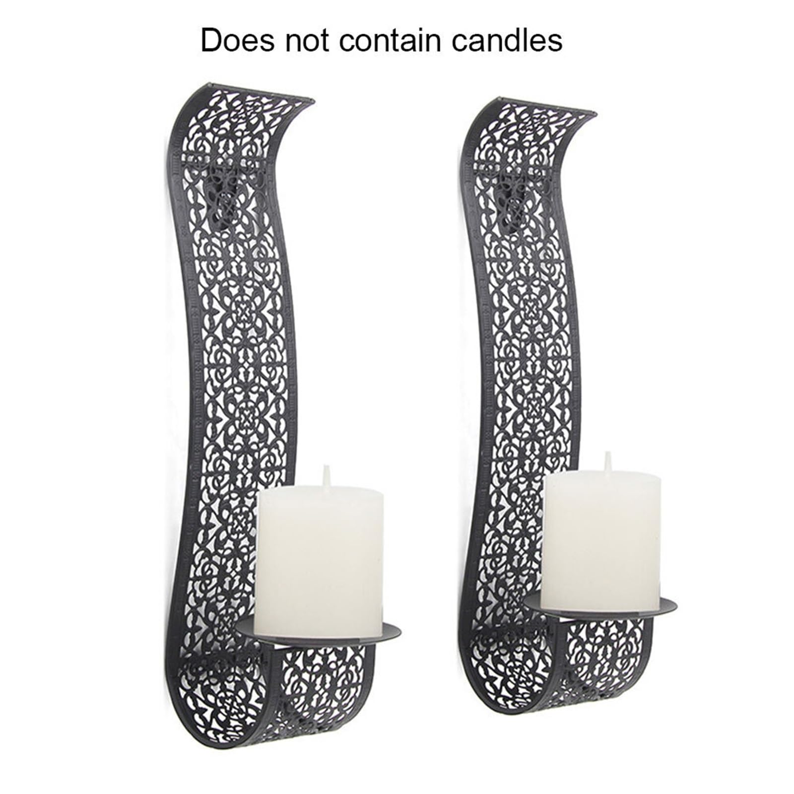 Lot de 2 bougeoirs muraux en métal pour Salle de Bain, Salon, dîner en Forme de S, Chandelier en Fer Noir, décoration d'intérieur, bougeoir Mural