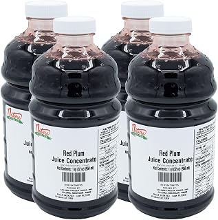 Nature Blessed 100% Pure Plum Fruit Juice Concentrate - 4 Quarts (4/32 fl oz bottles), Great for Home Vintners, Home Brewers, Cider, Spirits, Mead, or Homemade Jelly