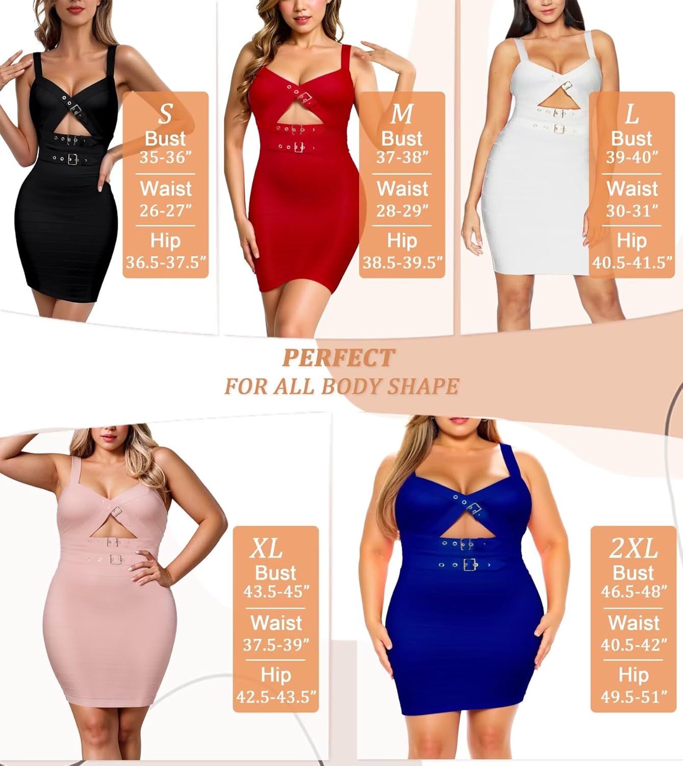 Hybrid & Company Womens Sleeveless Metal Bandage Dress Celebrity Party Bodycon Dress - Image 4