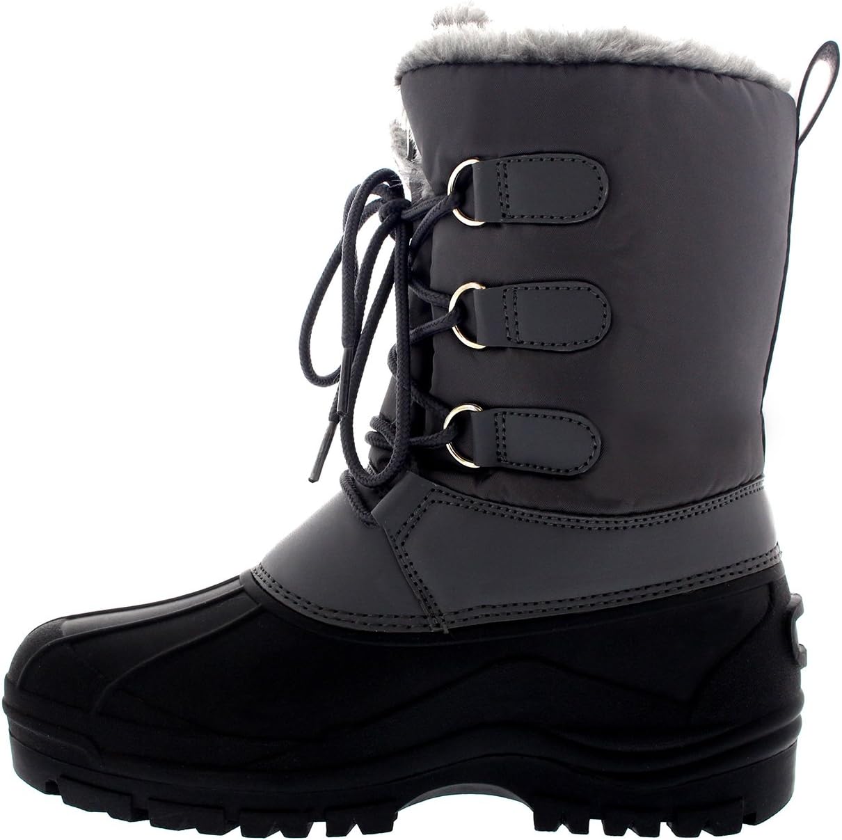 POLAR Mens Muck Lace Up Short Nylon Winter Snow Rain Lace Up Casual Duck Boots - Image 2