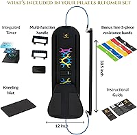 Vista 2 de 7-in-1 Pilates Reformer Board, Portable Pilates Board Foldable Pilates Reformer Equipment with Timer for Home Workouts with Resistance Bands Core