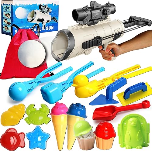 TMIXIU Juguetes de nieve para niños al aire libre, kit de fabricación de bolas de nieve, lanzador de pistolas de bolas de nieve, moldes de nieve