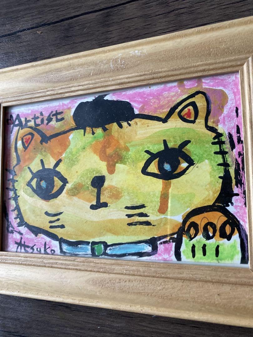 Amazon.co.jp: アート アクリル画 抽象画 猫の絵 かわいい 優しさ