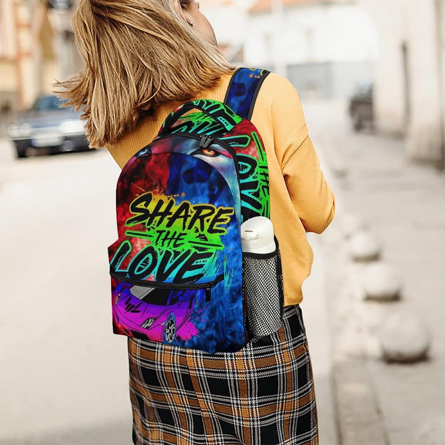 Fashion Share Love Backpack Water Resistant Rucksack Daypacks Schoolbag Lightweight Backpacks Large Capacity White6