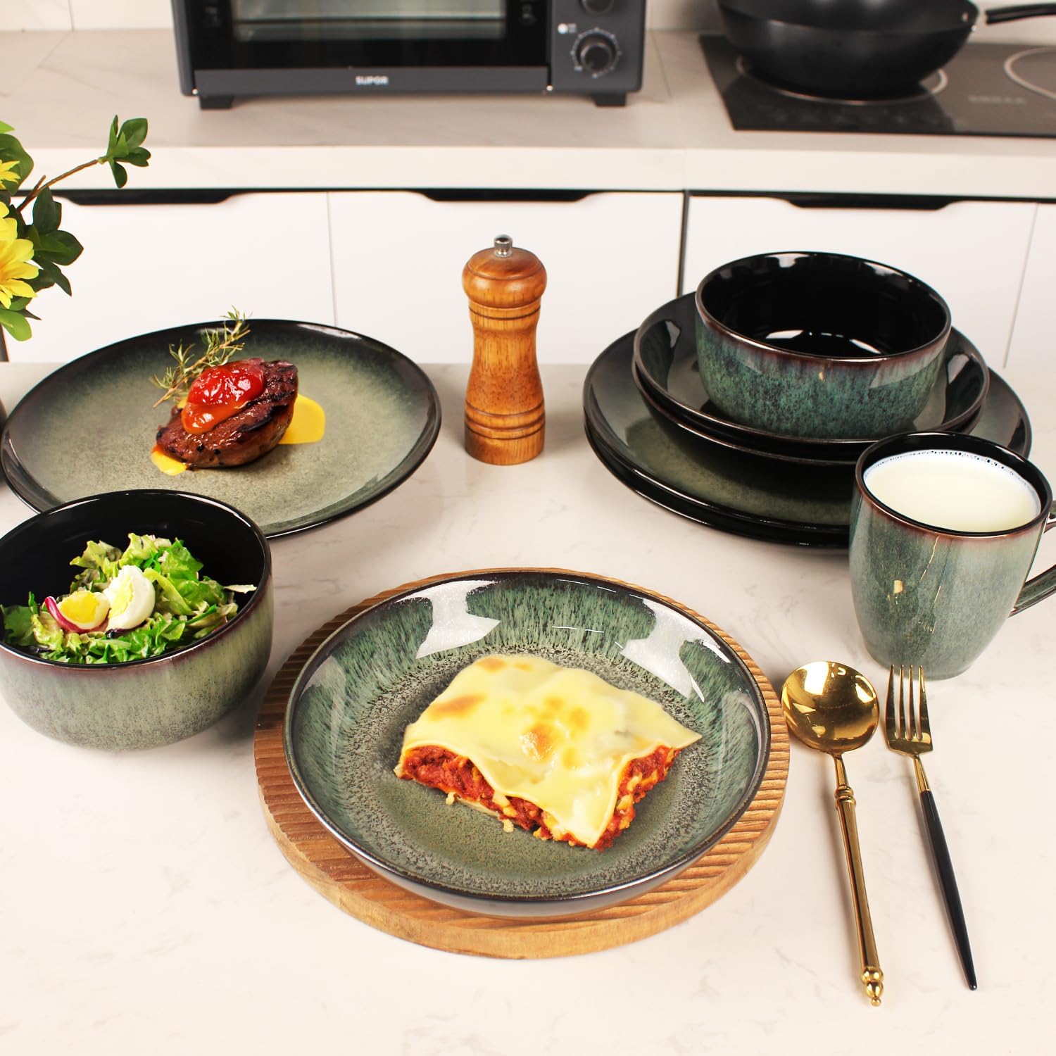 13.5 Oz Coffee Mugs, Ceramic Coffee Mugs with Texture Patterns for Man,Woman,Dad,Mom, Modern Coffee Mugs Set of 4 for Latte/Cappuccino/Cocoa, Dishwasher&Microwave Safe