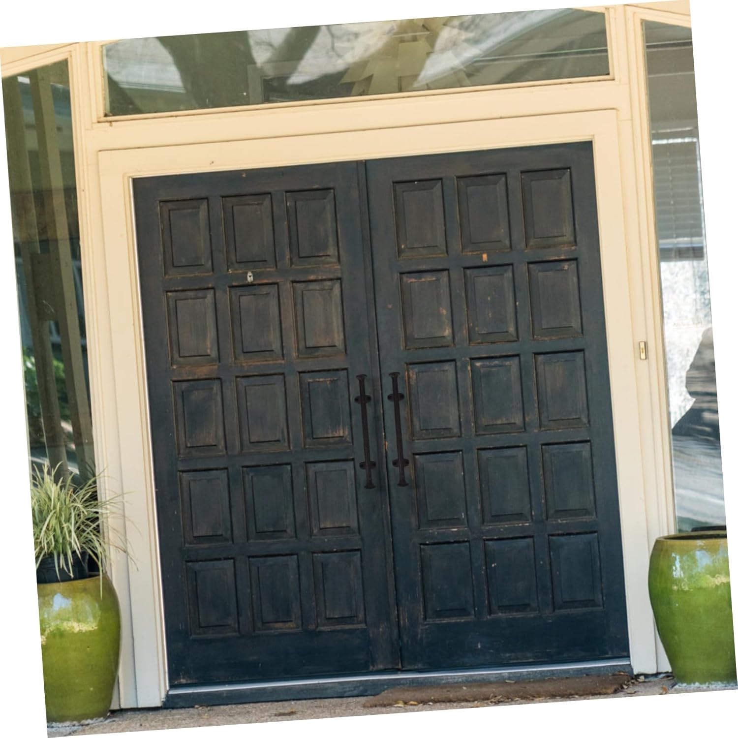 Homoyoyo Antique Cast Iron Door Handle Rustic Barn Door Pull for Outdoor Gate Garden Gate Hardware Towel Rail