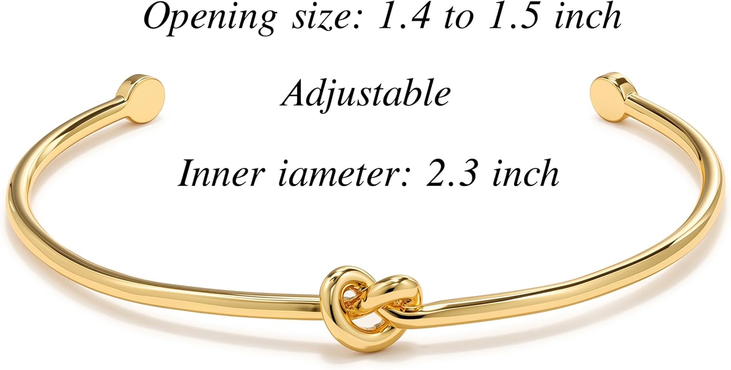 Love Knot Bangle Bracelets for Women, 18K Gold Plated Forever Love Knot Infinity Cuff Bangle Bracelets Minimalist Adjustable Dainty Gold Bracelets Hypoallergenic Jewelry Gifts - Image 6