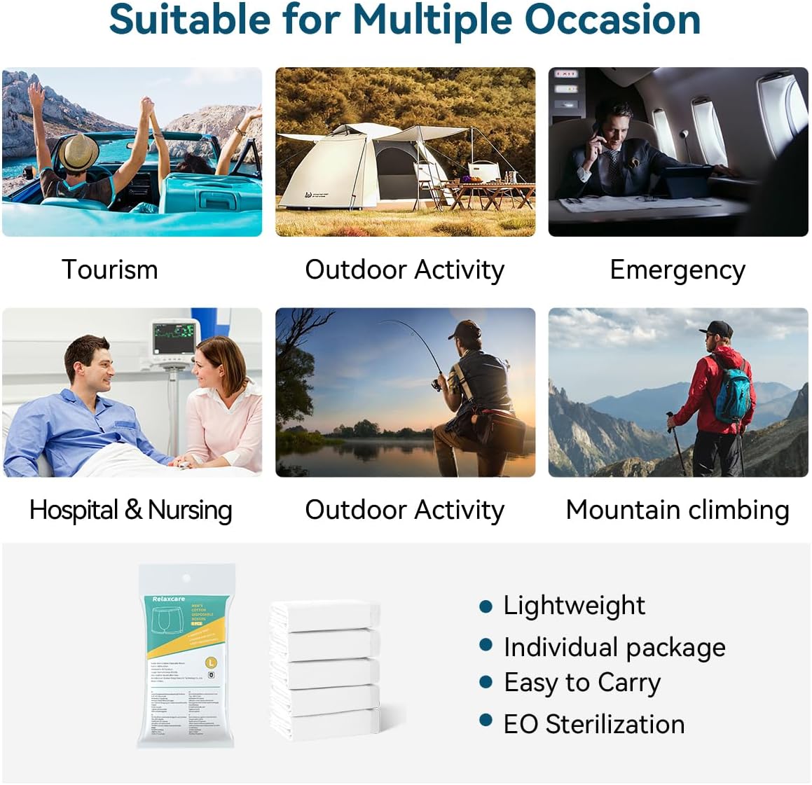 10 Pack Mens Disposable Underwear, Cotton Portable Boxers Briefs for Travel/Fitness/Emergency/Hospital Stays - Image 7