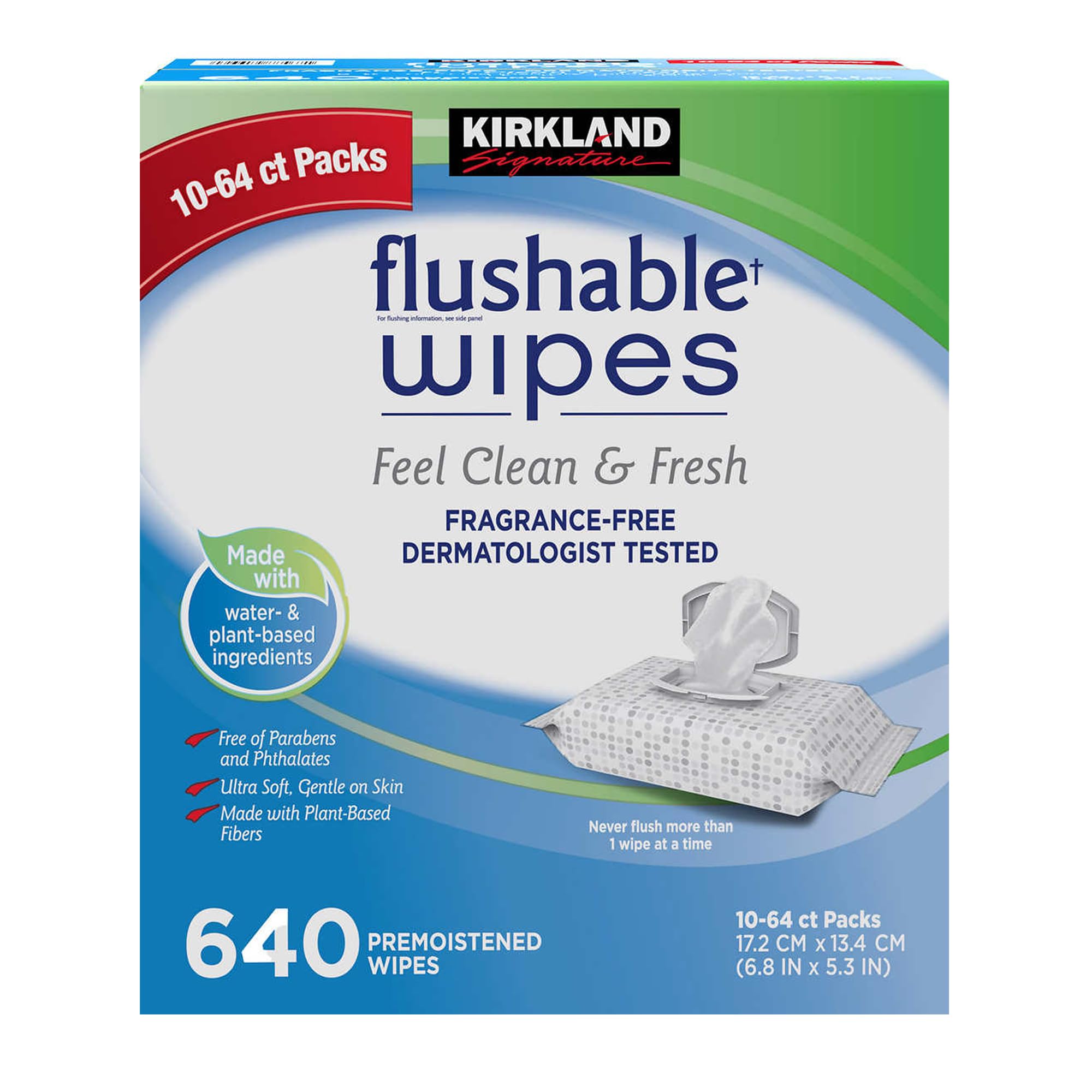 Kirkland SignaturePremoistened Flushable Wipes, Fragrance Free, 640 - Count