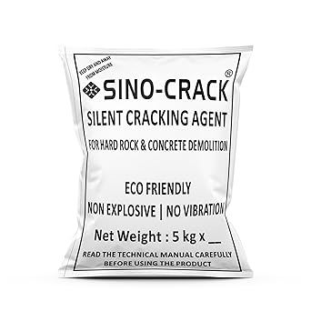 SINO CRACK, 5 KG (Stone Cracking Powder for Hard rock demolition & concrete Cutting, Non explosive demolition chemical, Soundless Expansive Mortar, No vibration, no noise)