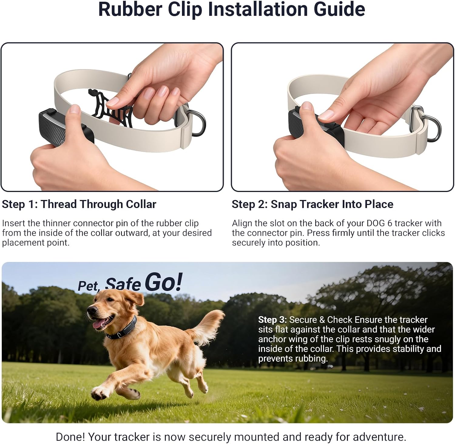 4PK GPS Tracker Rubber Clip Compatible with Tracti Dog 6 GPS Collar | Replacement Rubber Clip for Tracti GPS Tracker Dog 6, Durable Safety Accessory for Secure Attachment, 4-Piece Set, Black