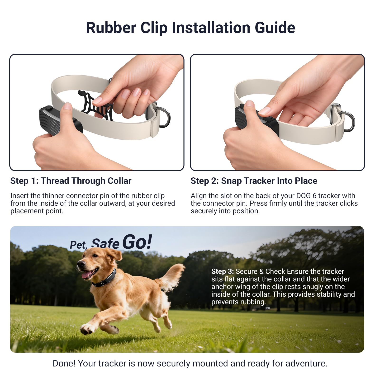 4 GPS Dog Tracker Rubber Clip Compatible with Tracti Dog 6 GPS Dog Collar Replacement Safety Clip Accessories Black - image 4