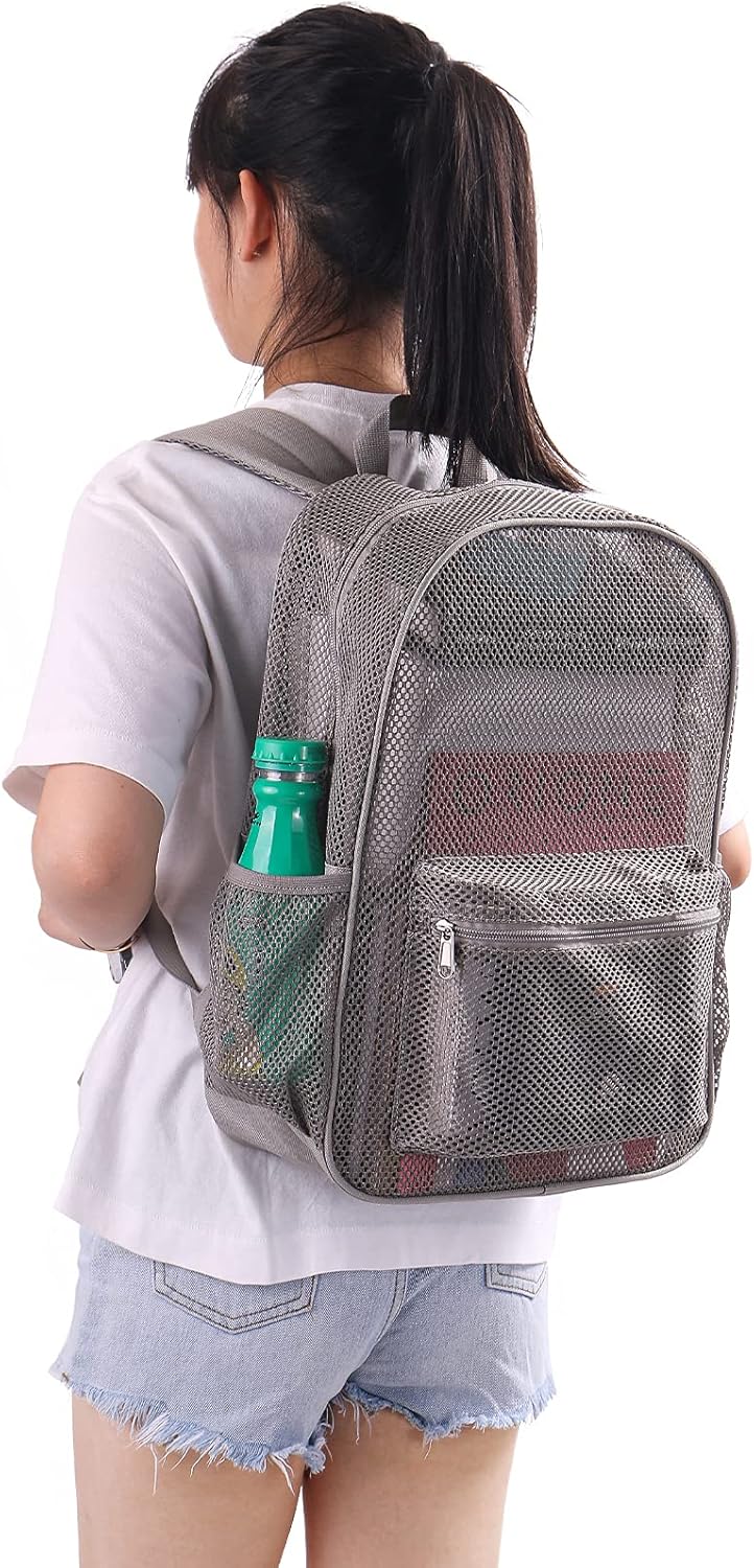 USPECLARE Heavy Mesh Backpack with Rain Cover，See Through Mesh Backpack for School,Beach,Gym,Swimming Equipment,Outdoor Sports - Image 4