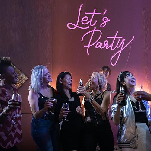 Letreros de neón Let's Party, luces LED de neón alimentadas por USB, letreros para decoración de pared, boda, fiesta de compromiso, decoración de