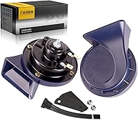 Vista 14 de FARBIN Kit de bocina de aire eléctrica de 12 V para camión, coche, SUV, motocicleta, barco - Bocina negra con arnés de cables