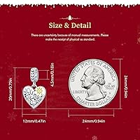Vista 3 de VOROCO Dije de plata de ley 925 con forma de corazón para pulsera, Navidad, día de la madre, cumpleaños, joyería perfecta para mamá, abuela, hija