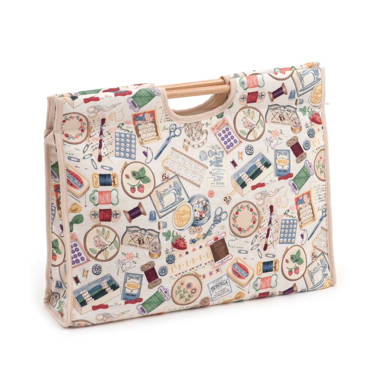 Hobby Gift 'Sewing Notions' Craft Bag with Wooden Handle 11 x 42 x 30cm (d/w/h)