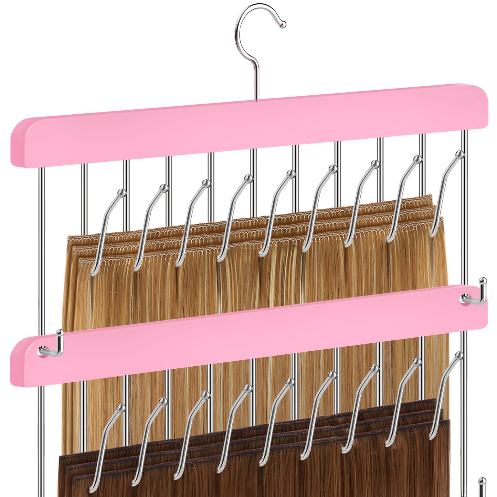 Photo 1 of 2 Pack Hair Extension Holder & Hanger – Stackable Hair Extension Storage Rack for Styling, Rotatable Braiding Rack Wig Organizer Stand for Wigs, Hairpieces, Clip/Tape Ins and Accessories