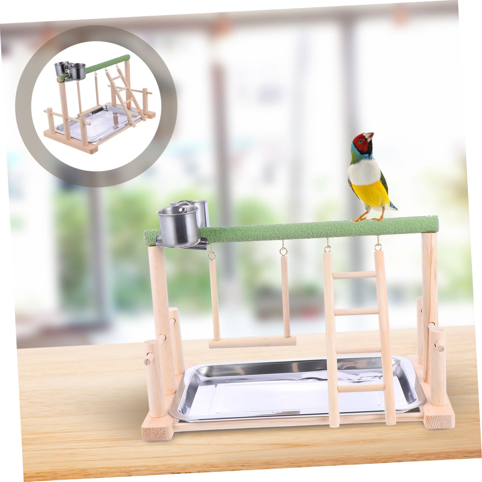 Toddmomy Plataforma De Juguetes para Pájaros Percha De Madera Columpio para Pájaros Juguete De Escalera para Casa