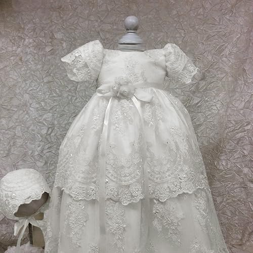 Miniatura 5 de Newdeve Long Baptism Dresses for Baby Girls Christening Gowns Toddler with Bonnet
