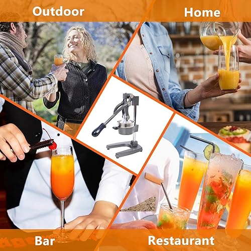 Miniatura 7 de Cast Iron Citrus Juicer, Extra-Large Commercial Manual Hand Press Juicer, Heavy Duty Orange Lemon Lime Pomegranate Squeezer with Stainless Steel