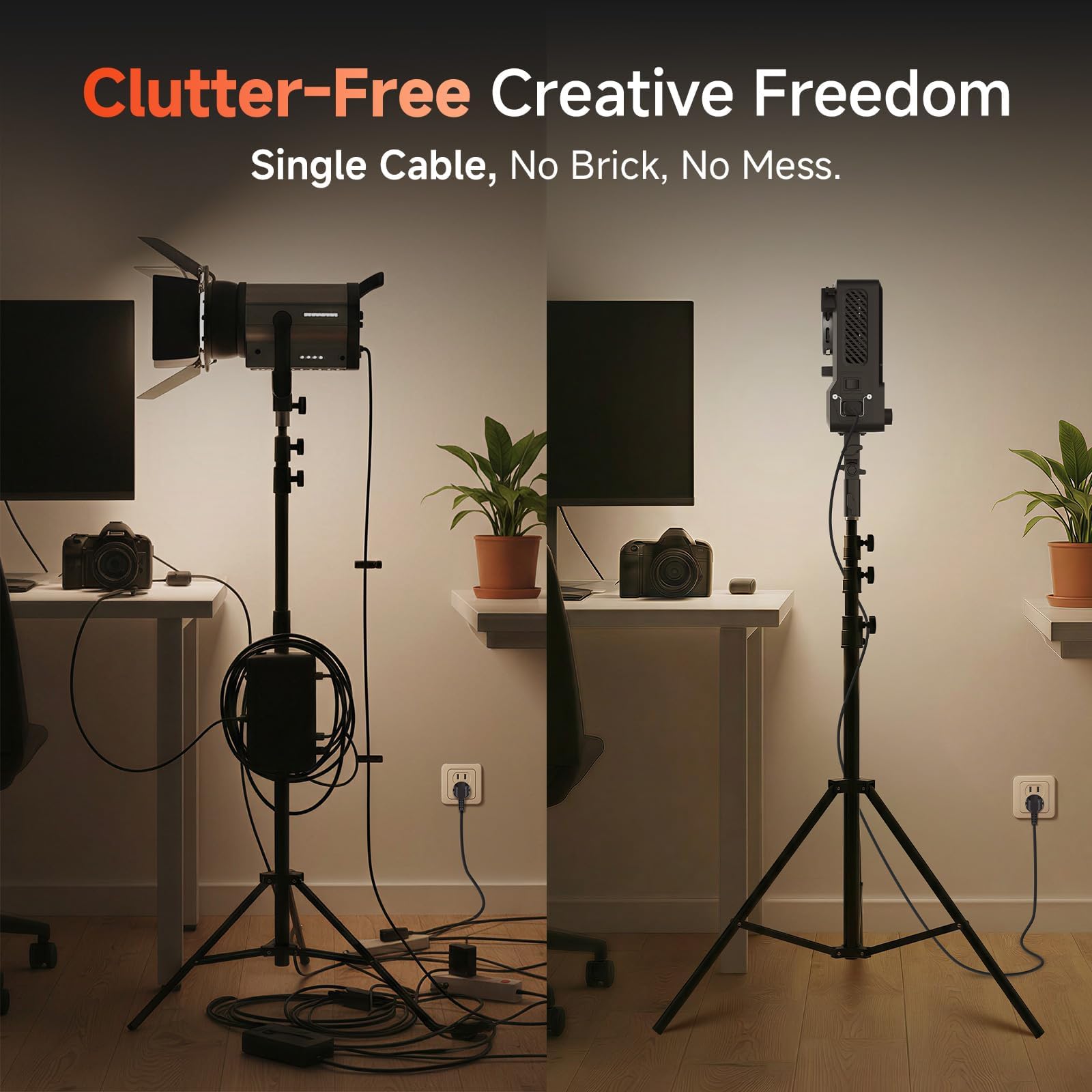 COLBOR Luz LED de vídeo de 200 W, diseño de fuente de alimentación integrada, bicolor 2700 K-7000 K COB lámpara de estudio con montaje Bowens, CRI 96+, Key Light para transmisión en directo, grabación