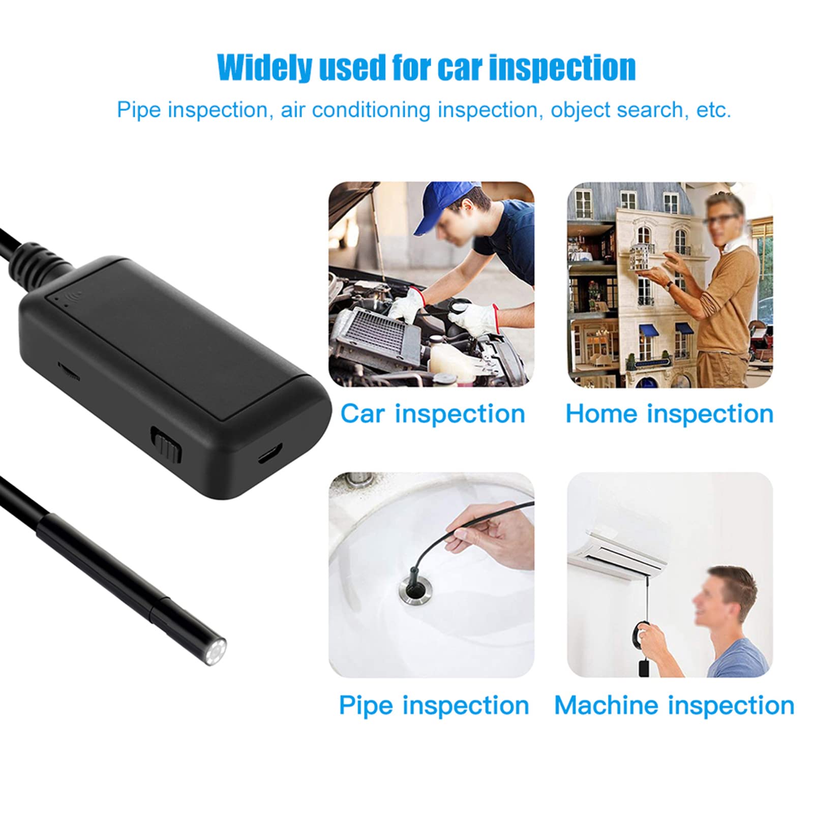 Kamera Inspekcyjna Boroskopu, Kamera Inspekcyjna 0,2 Cala Kamera Endoskopowa LED Endoskop WiFi, do Smartfonów Monitorowanie Mężczyzn Wewnątrz i na Zewnątrz (10m kabel)
