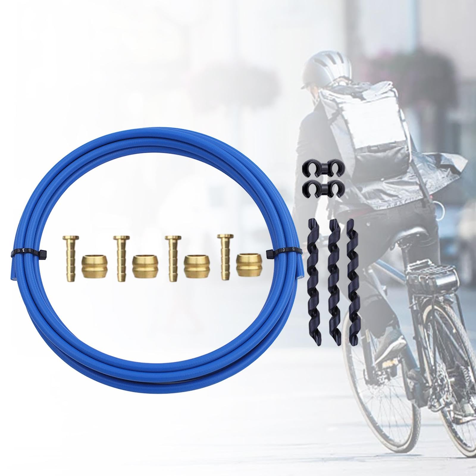 Bike Hydraulic Disc Brake, Hose Kit, Tube Pipe Housing Set, Compression Bushing, Olive Insert, Bicycle, Brake Hose, and Brass, Connection Insert Kit, Blue