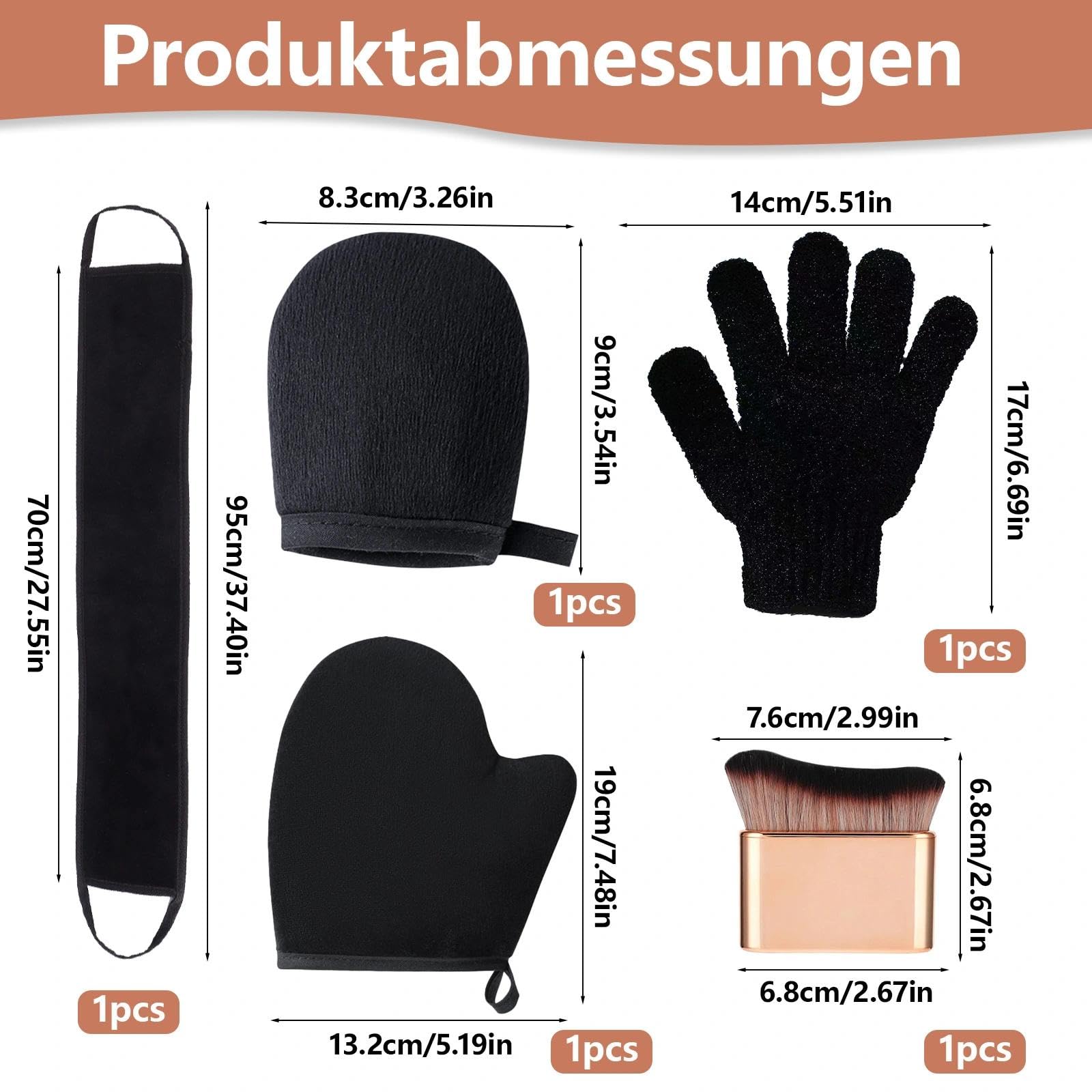 5-teiliges Selbstbräuner-Handschuh-Set, Bräunungshandschuh für Selbstbräuner, Self Tan Handschuh für Pinsel Tanning (Schwarz). Kosmetik
