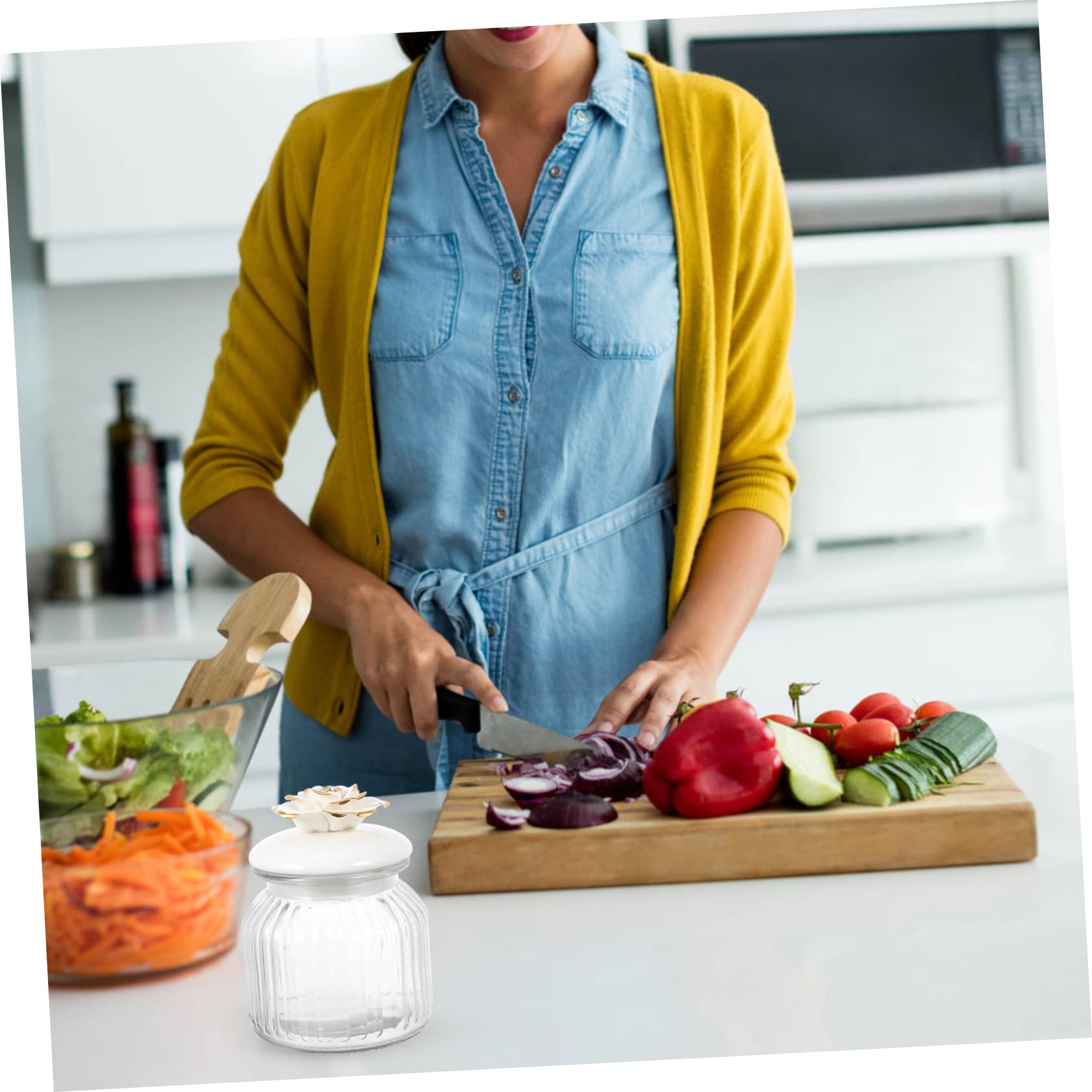 1pezzi Barattolo Ermetico Con Rosa Contenitore Per Alimenti e Decorazioni Per Cucina Trasparente Per Conservazione Sicura e