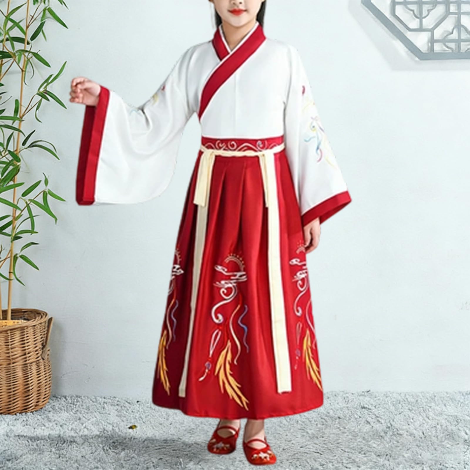 Faschingskostüme Kinder Mädchen Elegantes Hanfu Gewand Mit Weiten Ärmeln Und Traditionellen Stickereien Für Jungen Und Mädchen Ideal Für Bühnenauftritte Kulturfeste Theaterstücke Histori
