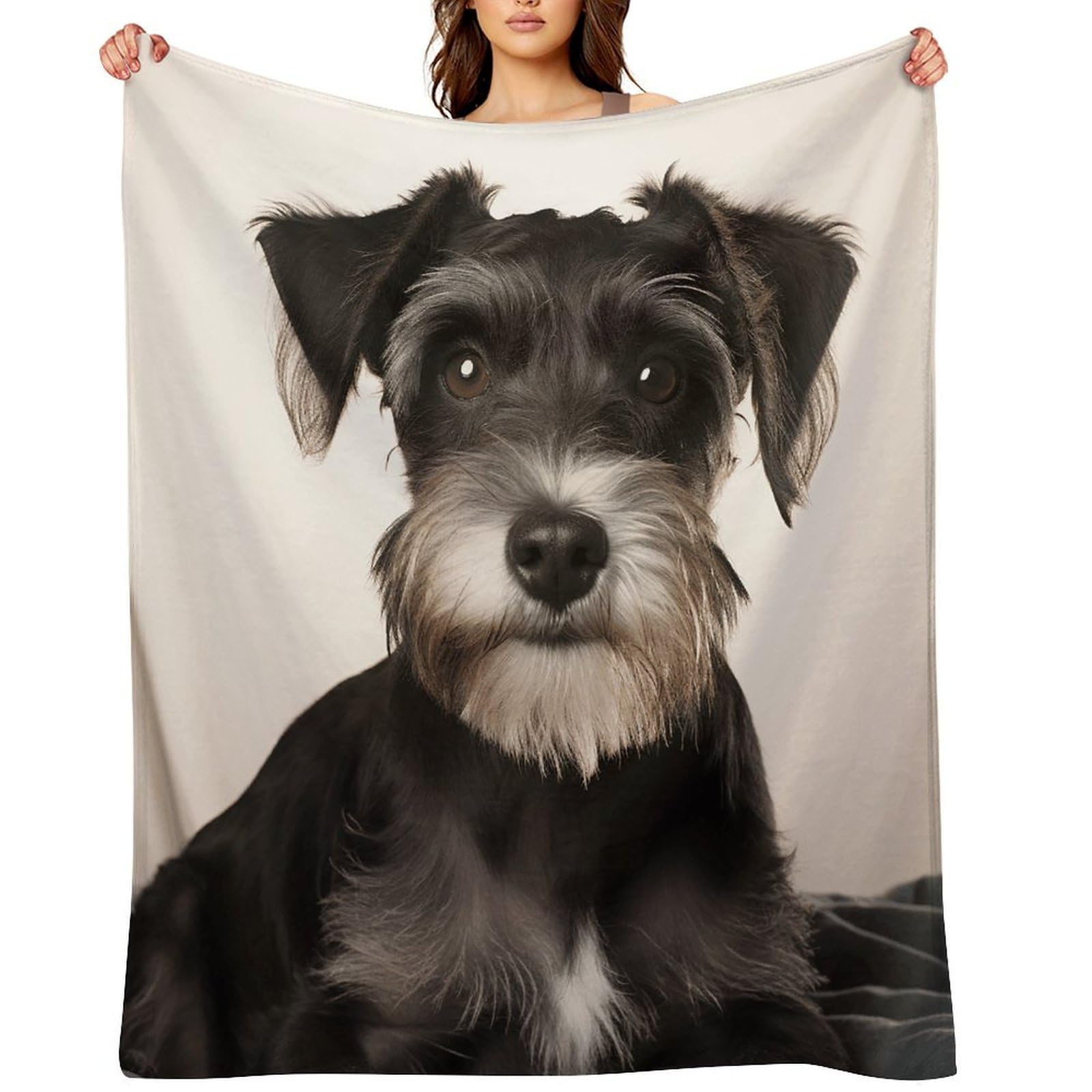 Cute Schnauzer Throw Blanket for Couch and Bed Super Soft Warm Lightweight Throw Blankets Cozy Fuzzy Flannel Blanket Personalized Decorative Blankets for Sofa Decor 50"x60"