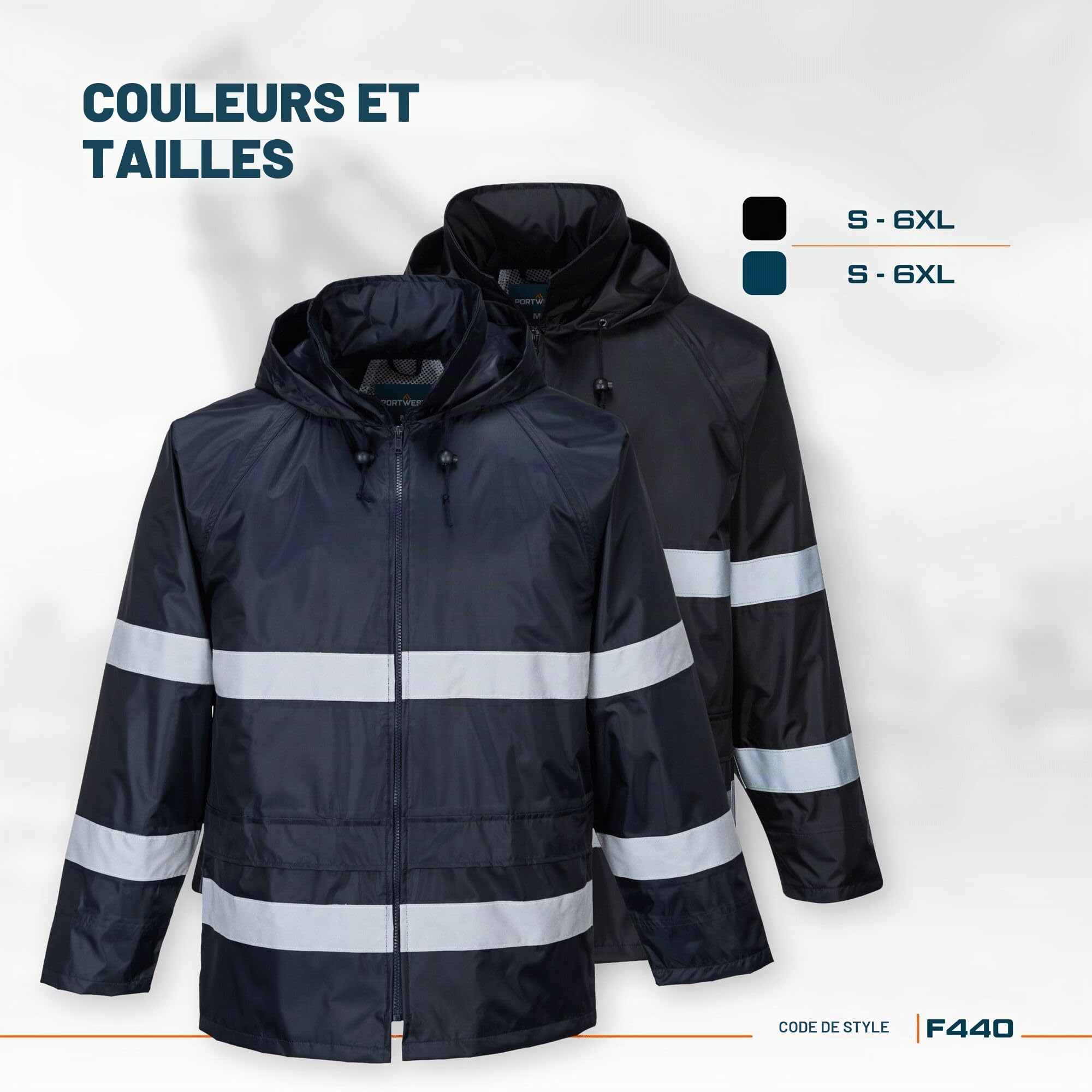 Portwest Veste de pluie IONA Classic, Couleur: Marine, Taille: XL, F440NARXL