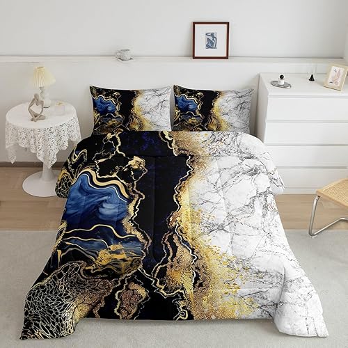 Edredón acolchado de mármol, juego de edredón con diseño de graffiti abstracto, para mujeres adultas, edredones suaves y lujosos, relleno de edredón