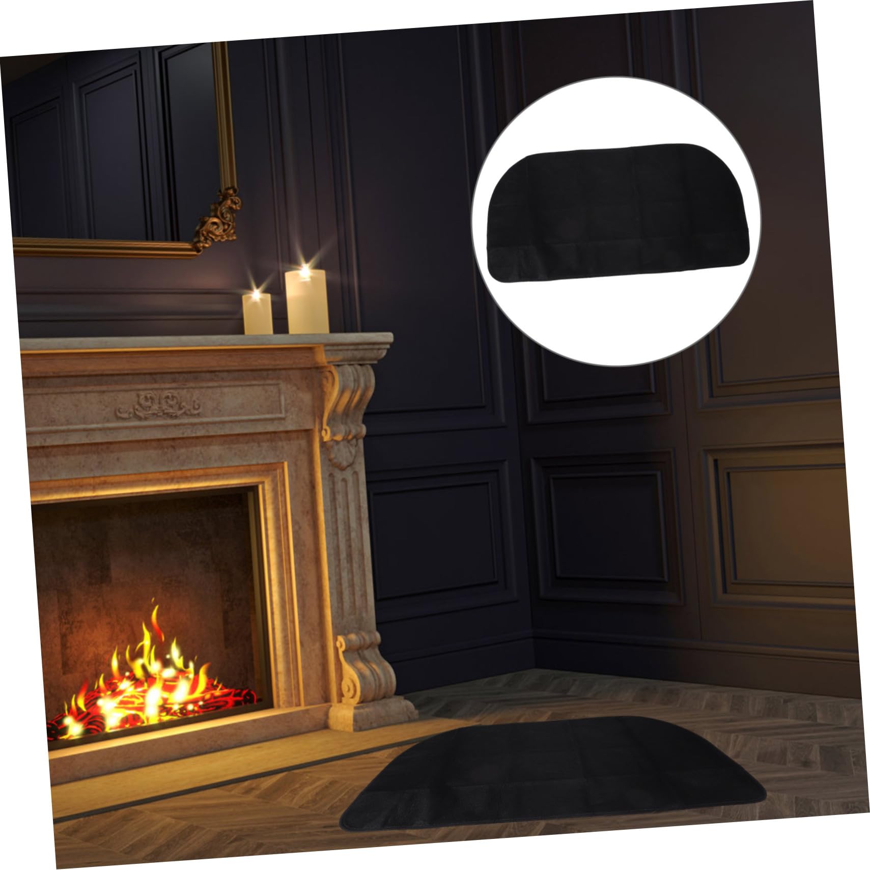 MAGICLULU Tappetino per Fireplace Semicircolare Ignifugo in Poliestere e PVC, Protezione Pavimento Resistente alle Alte Temperature per Caminetto e Grigliate