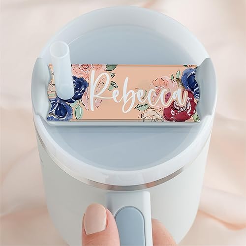 Miniatura 7 de Placas de nombre personalizadas para vaso Stanley  Floral  Etiqueta de nombre personalizada para vasos de 20, 30 y 40 onzas, tapa de vaso, accesorio