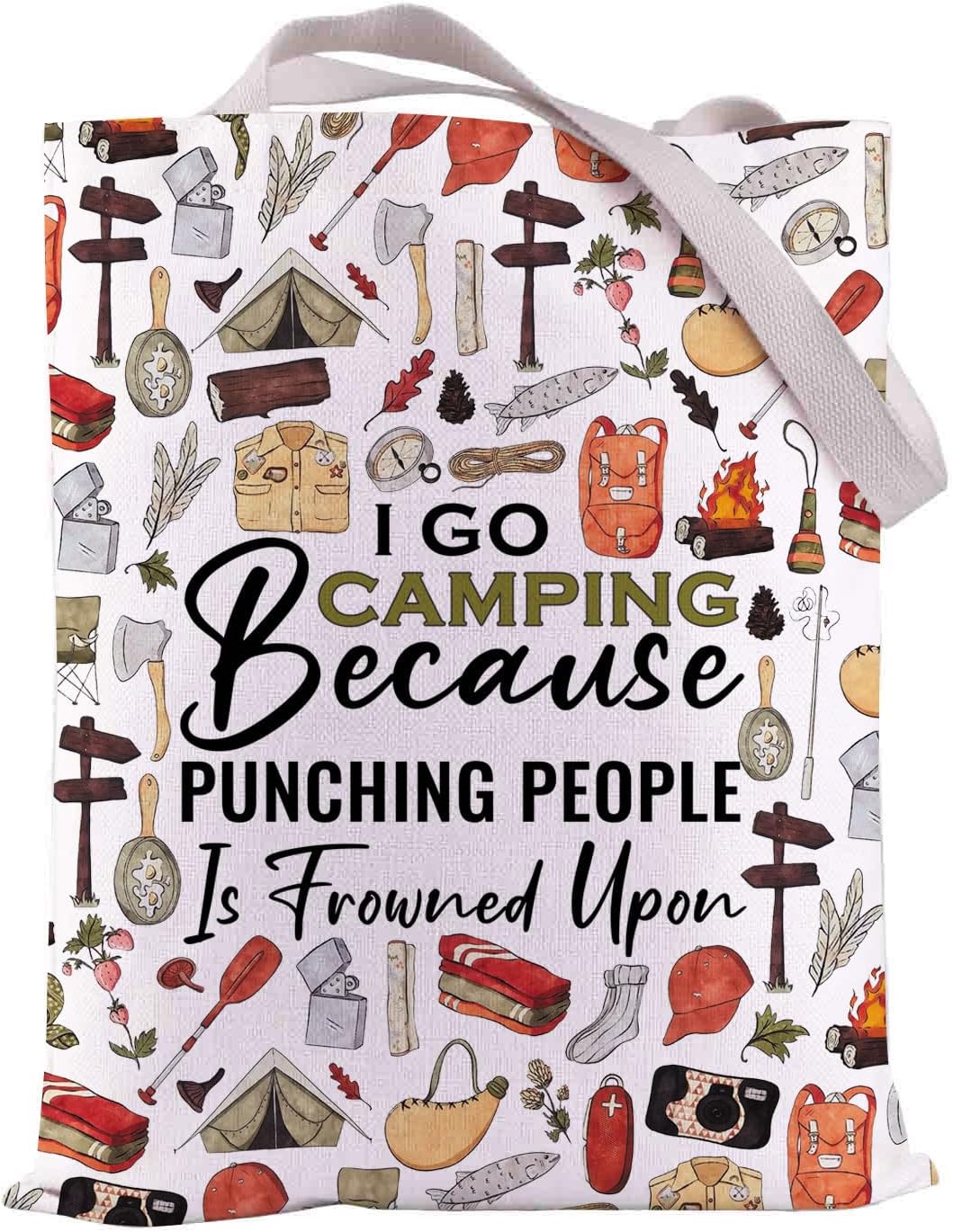 FEELMEM Camping Tote Bag Outdoor Lover Gift Camper Tote Bag Summer Camp Gift Camping Forest Adventure Explore Gifts