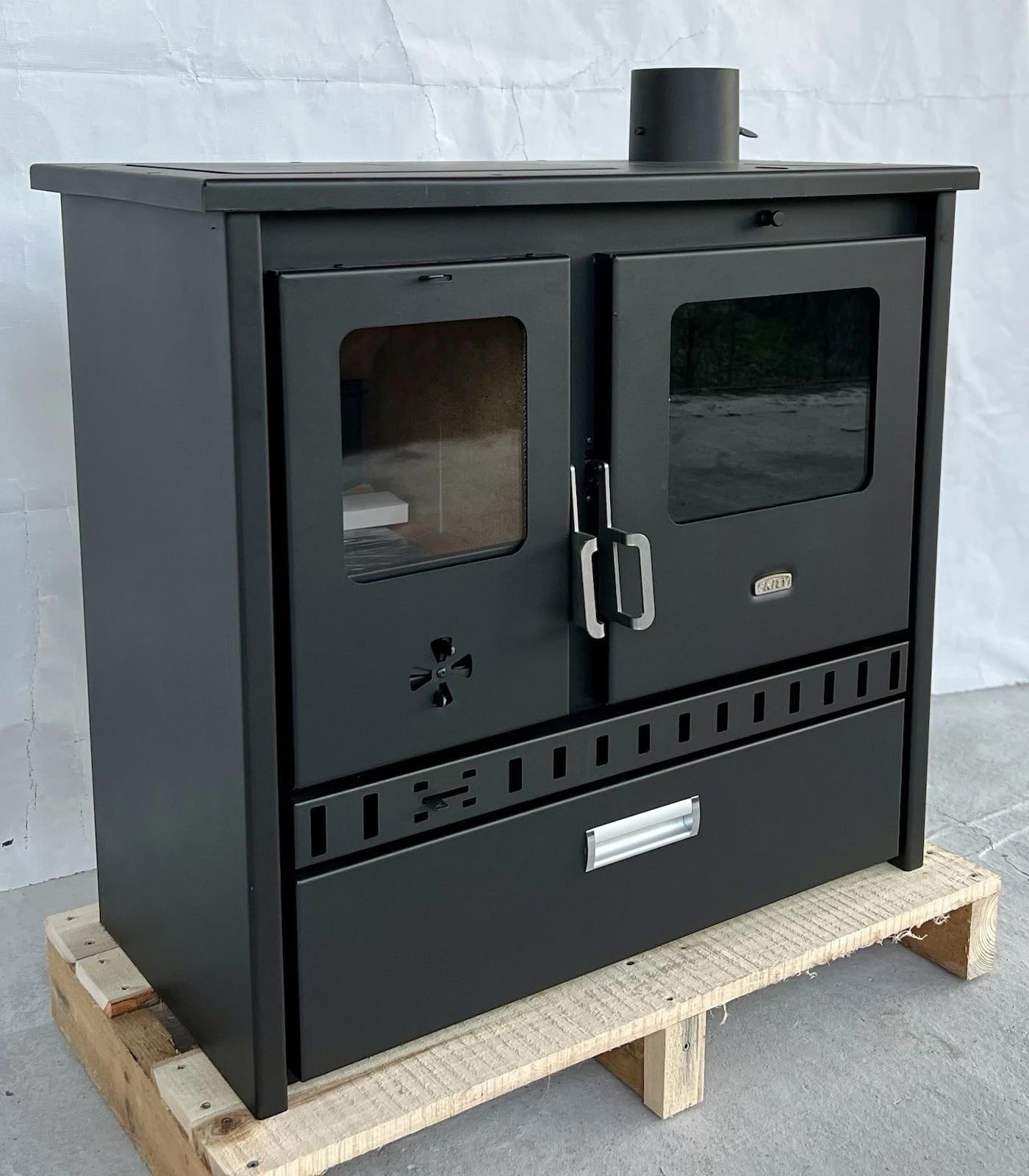 Prity 1P36D - Forno a legna con forno singolo, certificato CE, fornello da cucina compatto a combustibile solido