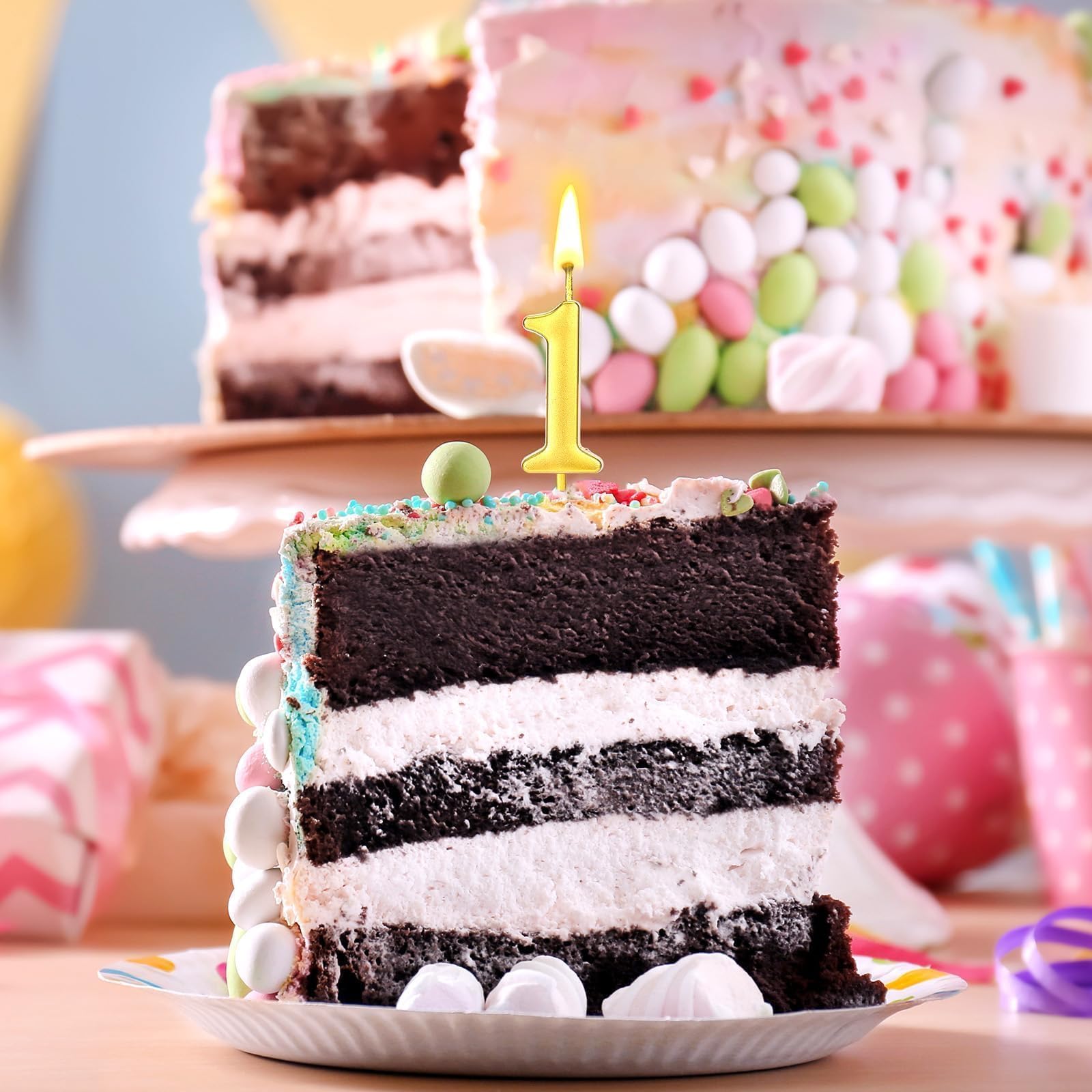 32 velas de cumpleaños numéricas doradas con purpurina para tartas del 0 al 9, decoración de pastel para celebración de cumpleaños de niños, celebración de aniversario de diez años (dorado)