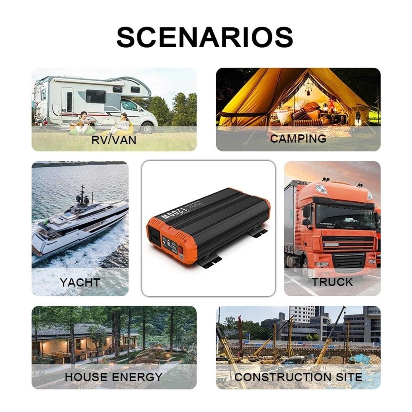 Inversores Solares Fuera Red para Camping 1200 W 1500 W 2 KW 3 KW Enchufes 230 V 12 V 24 V Europa(Universal,2500W-48)