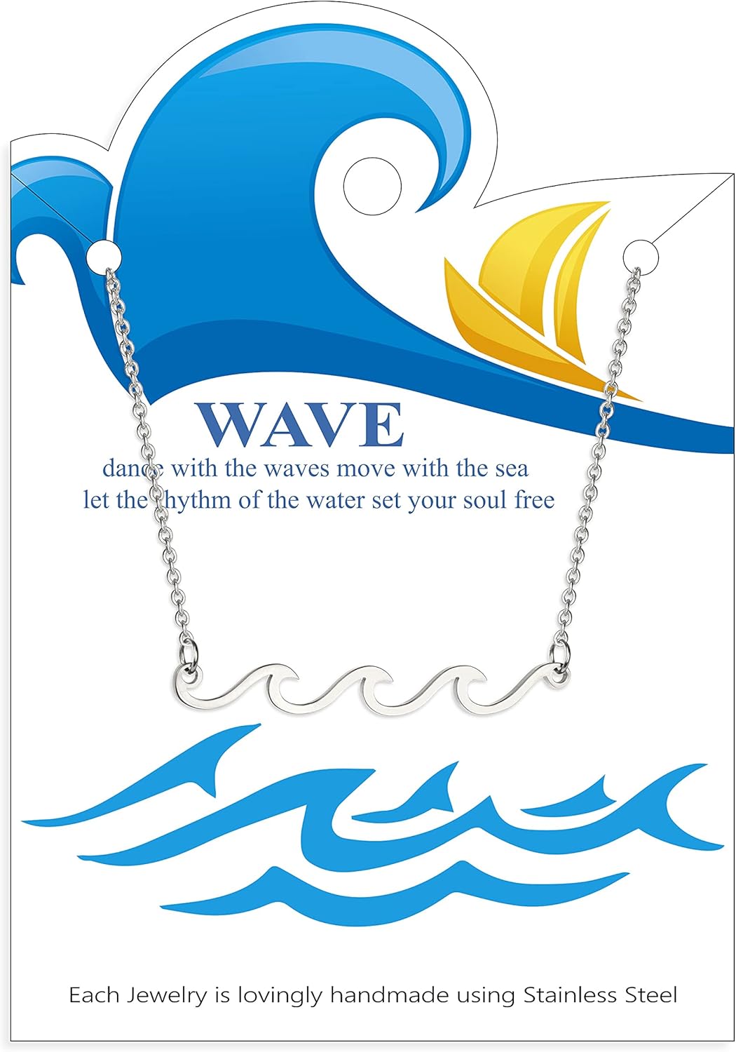 Lauren-Spencer Wave Necklace Gold Silver Plated Ocean Wave Necklace Beach Necklaces for Women Surfer Jewelry Gifts Summer Necklace for Her - Image 5