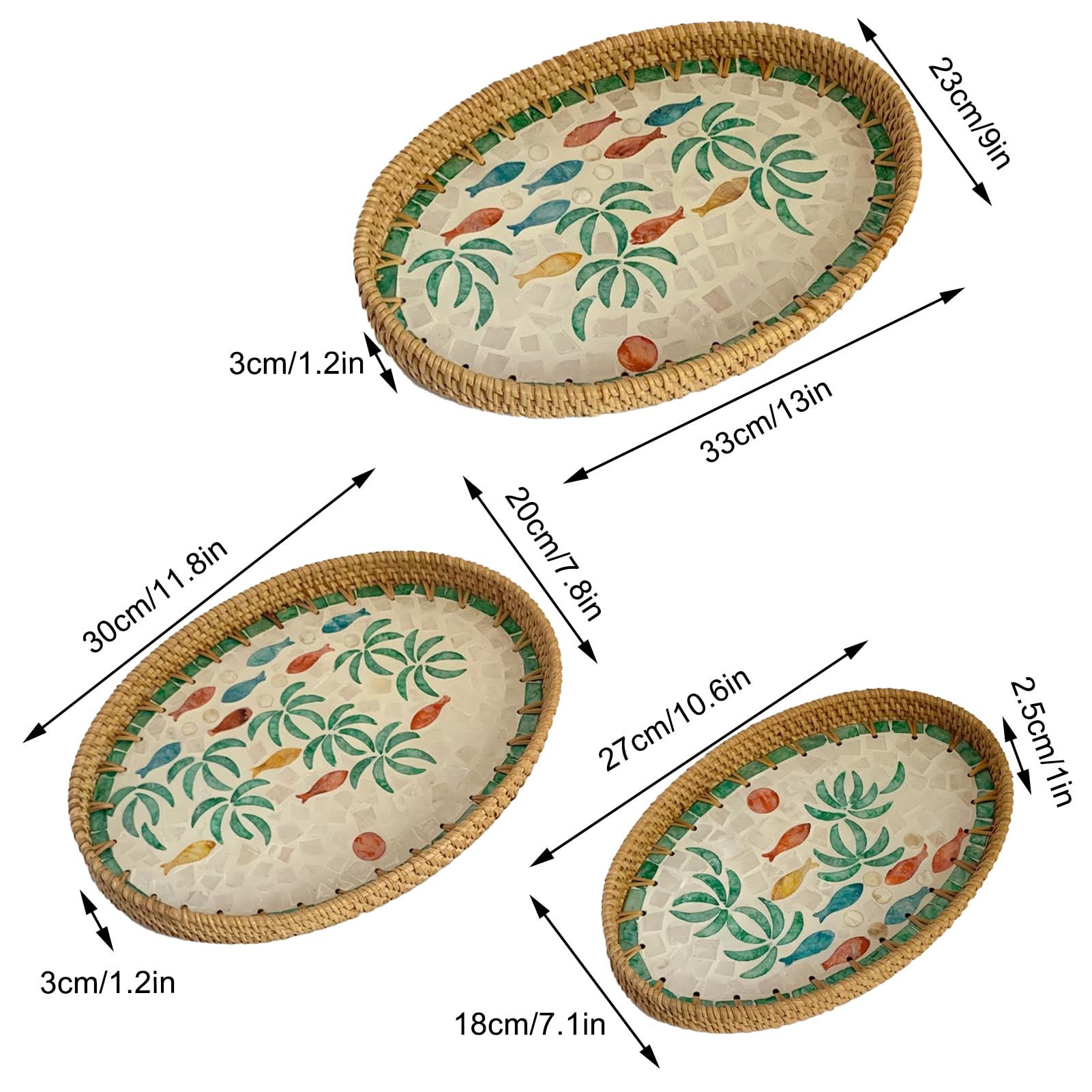 Vassoio Da Portata Rotondo In Rattan, Vassoio Da Portata In Vimini Con Manici Cestino Da Portata Decorativo In Tessuto Naturale Intrecciato 30 Cm Naturale 91862710