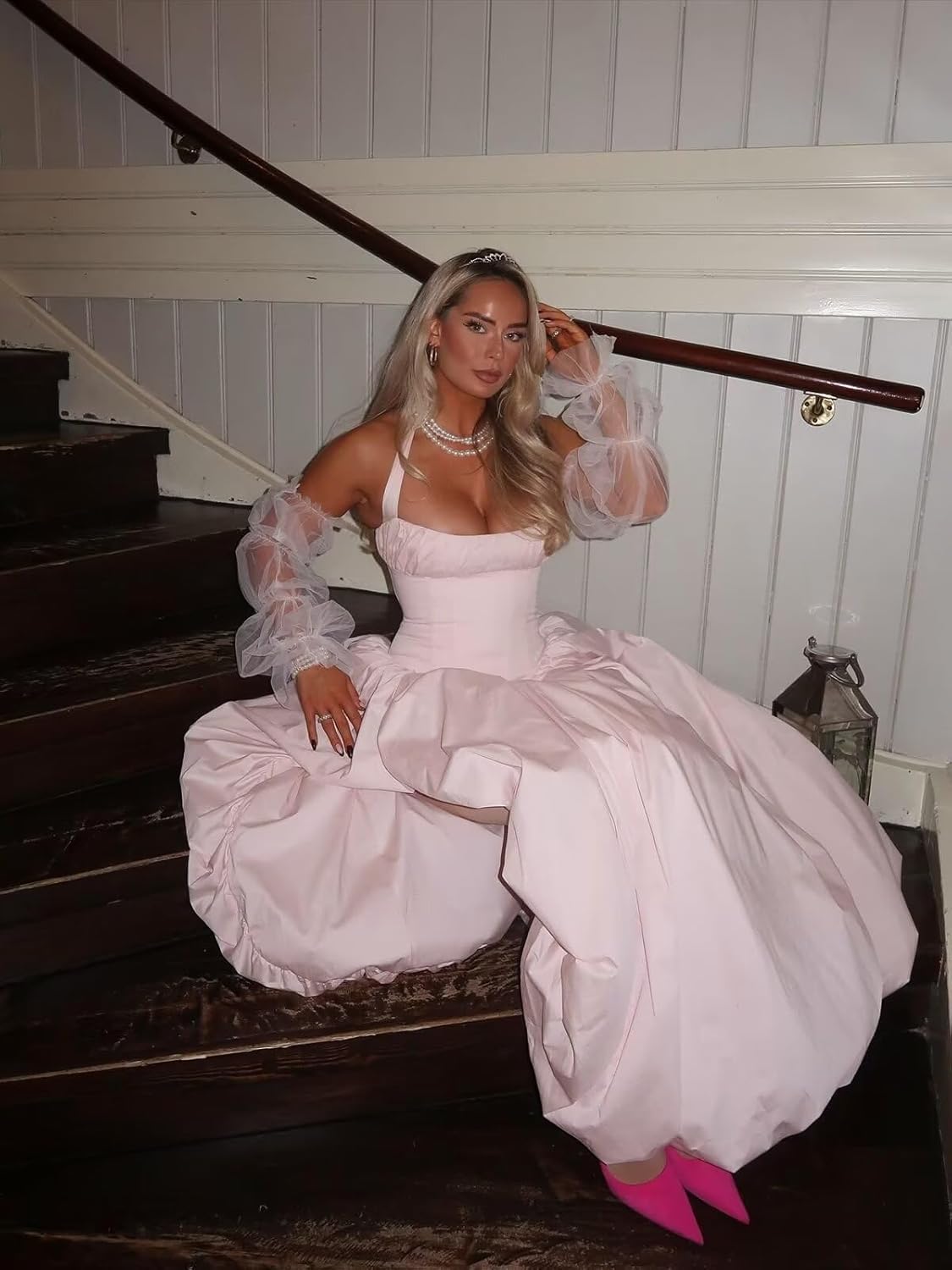 Pleated Halter Long Prom Ball Gowns with Slit 2026 for Women Satin A Line Wedding Bridesmaid Dresses