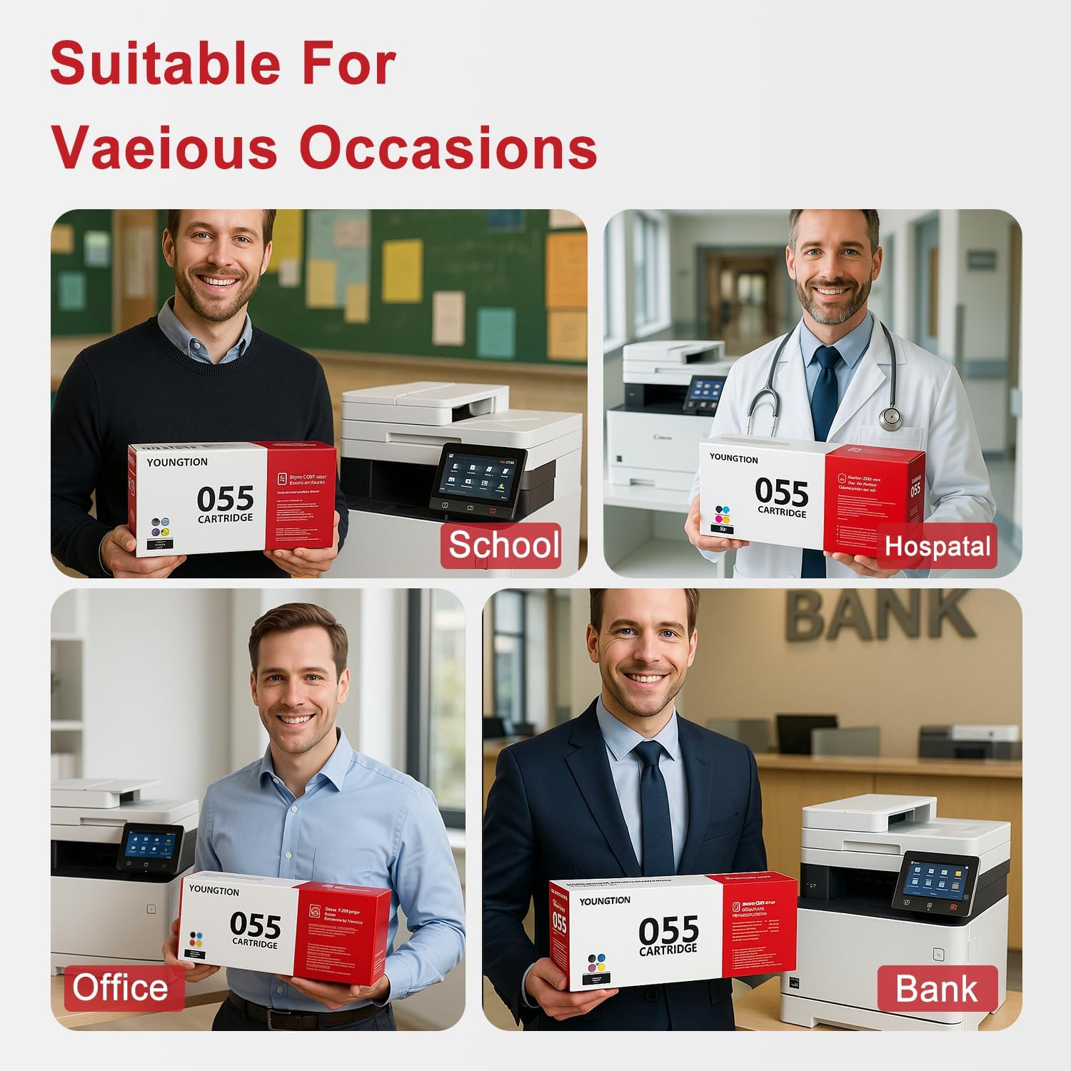 High-Yield 055 Toner Cartridges 4-Pack(BK/C/M/Y) Compatible MF743cdw Toner Replacement for Canon 055 Toner Cartridge Set for Color imageCLASS MF741Cdw MF743Cdw MF745Cdw MF746Cdw LBP664Cdw Printer