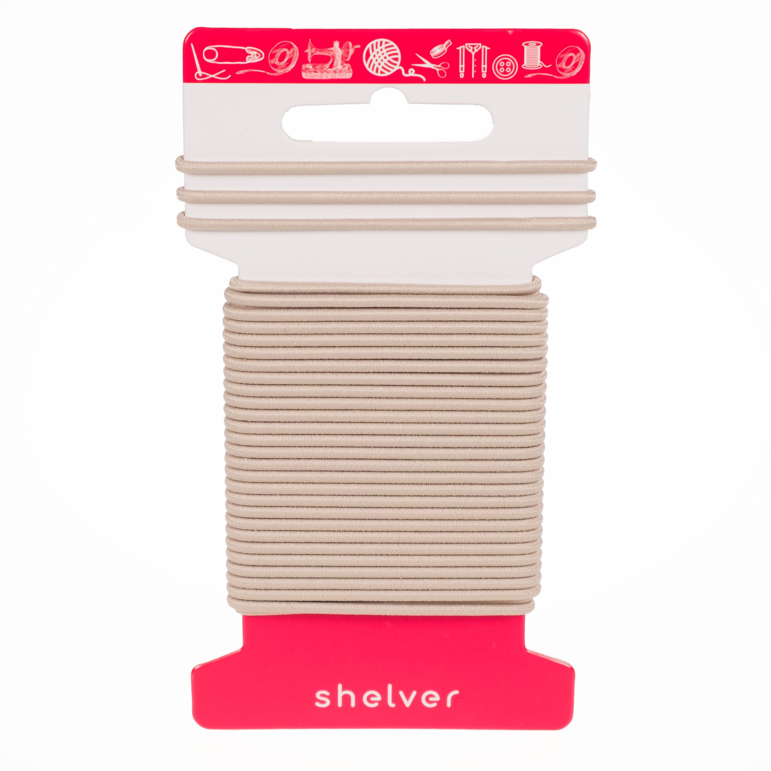 Shelver Beige Elastic String Cord, Black-White-, 1Mm-1.5Mm-2Mm-2.5Mm-3Mm, 6 Metres