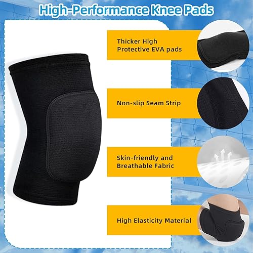 Miniatura 3 de Rodilleras de voleibol y mangas para brazos con coderas, accesorios esenciales de voleibol con alta protección, coderas de voleibol, rodilleras para