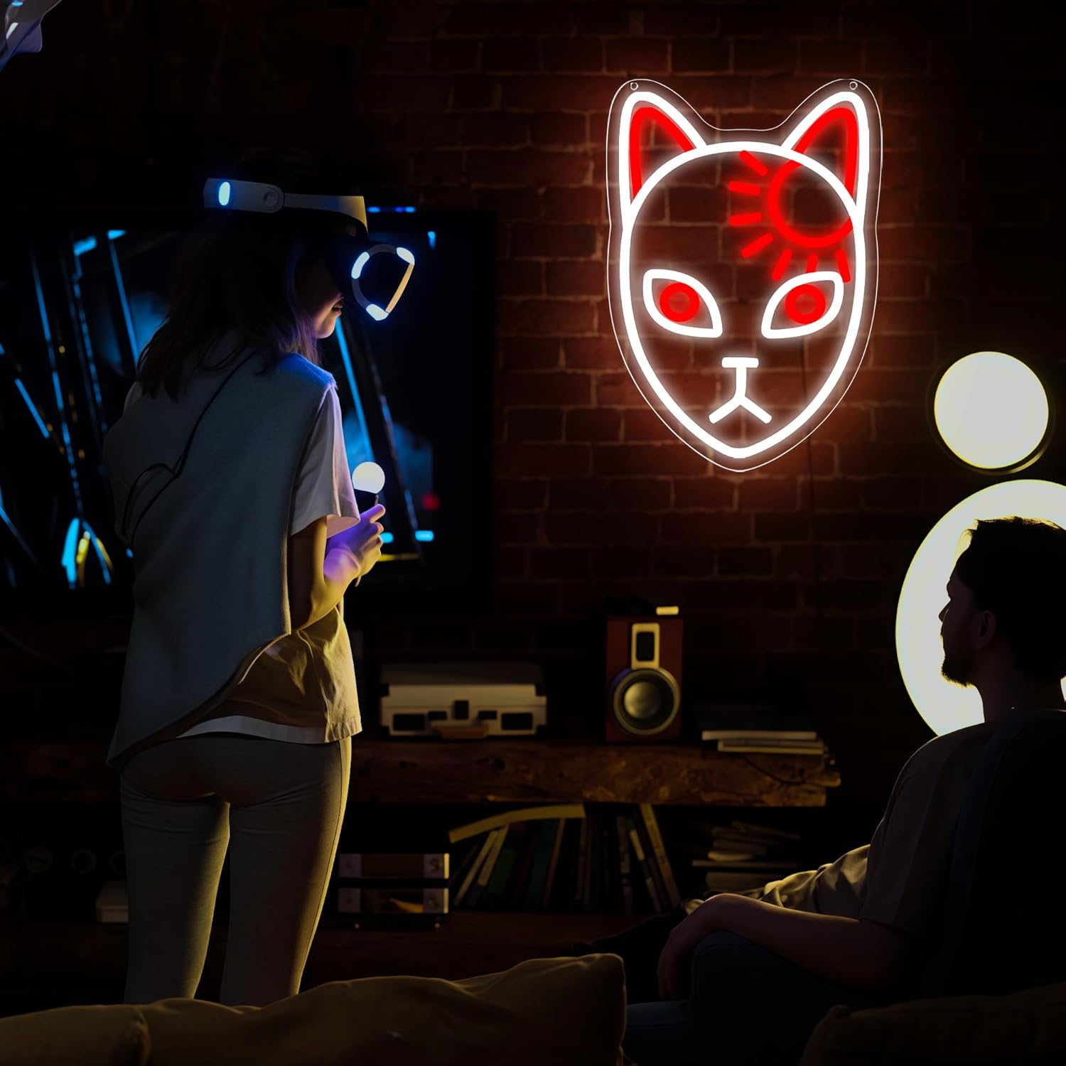 Anime Fox Face Demon Neon Sign for Wall Decor - Japanese Slayer Neon Acrylic USB Powered LED Wall Art Decor, Light Up Sign Dimmable, for Man Cave Bedroom Game Room Birthday Party 14.02" x 9.76" - Image 7